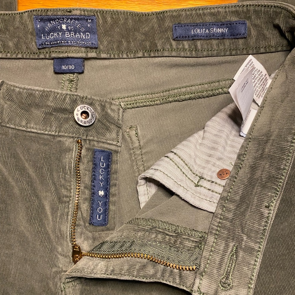 Lucky Brand Olive Green Corduroy Skinny Pants - Picture 2 of 4